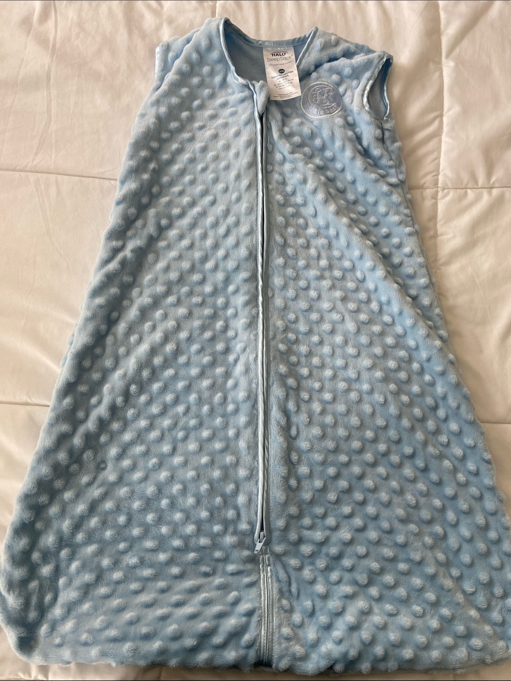 Halo Light Blue Textured Baby Sleep Sack with Front Zipper, wearable blanket